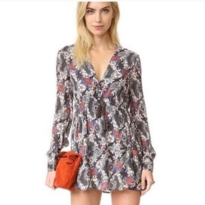 Free People Floral Tunic Dress. Front Button Closure & Elastic Waist.